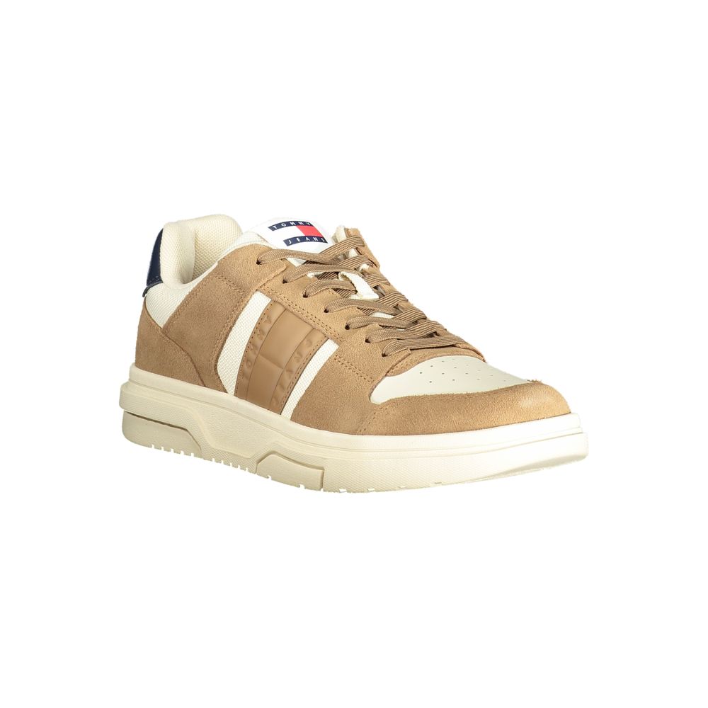 Tommy Hilfiger Beige Leather Men Sneaker - HBPS Beauty & Fashion