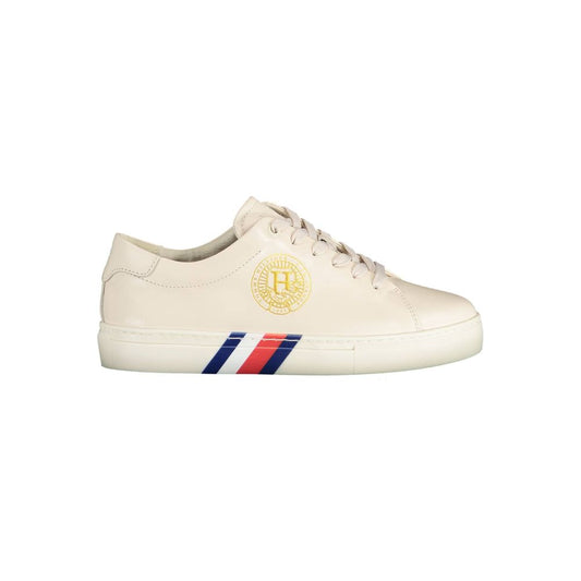 Tommy Hilfiger Beige Leather Women Sneaker - HBPS Beauty & Fashion