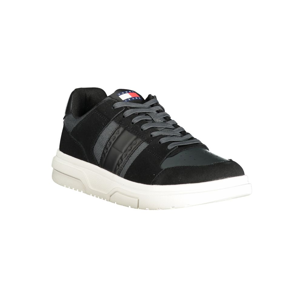 Tommy Hilfiger Black Leather Men Sneaker - HBPS Beauty & Fashion
