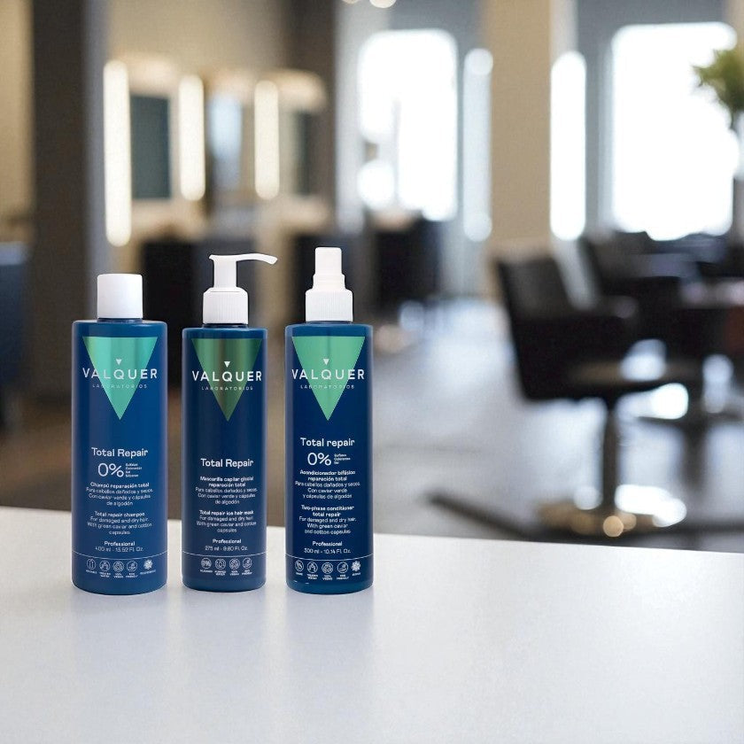 Pack Total Repair para Cabellos Dañados - Champú, Mascarilla y Acondicionador Bifásico - 975 ml