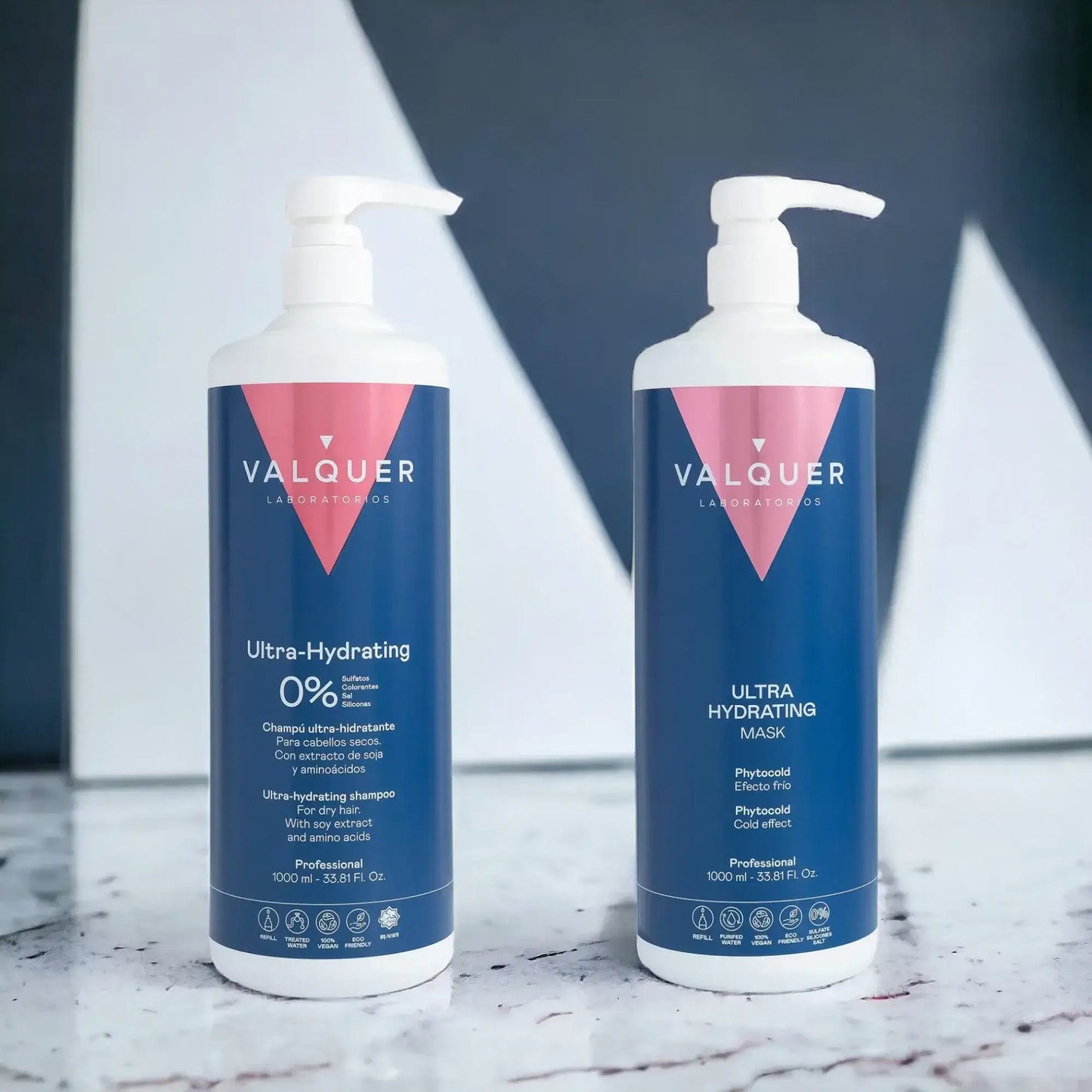 Pack Ultrahidratante Champú y Mascarilla efecto frío para Cabellos Secos - 1000 ml + 975 ml