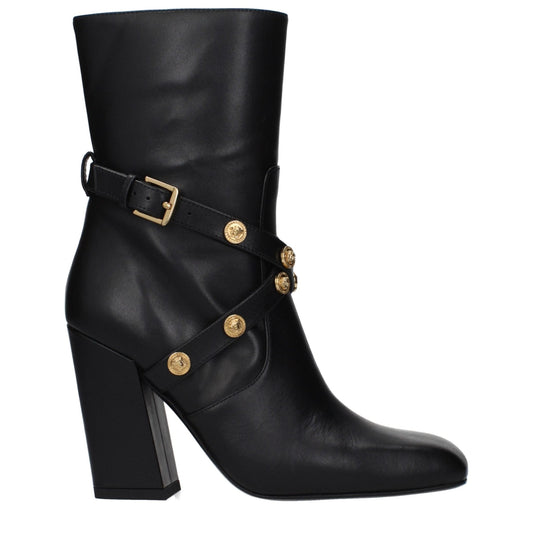 Versace Black Leather Ankle Boots - HBPS Beauty & Fashion