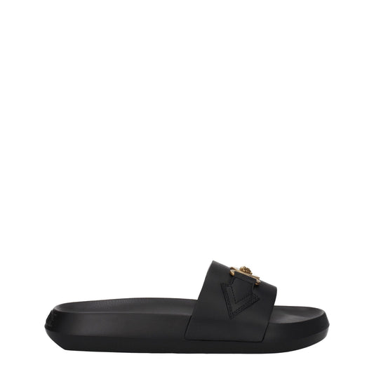 Versace Black Leather Slippers - HBPS Beauty & Fashion