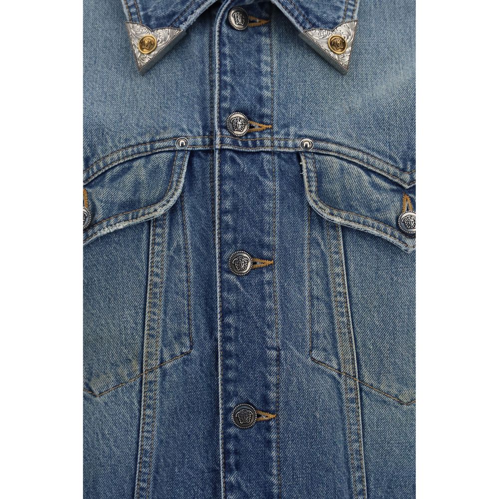 Versace Blue Cotton Denim Jacket - HBPS Beauty & Fashion