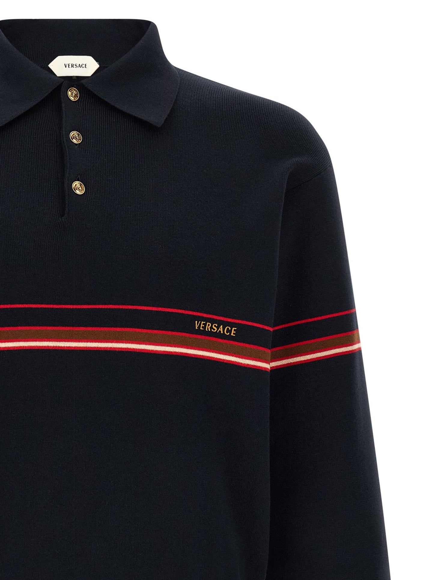 Versace Blue Cotton Polo Shirt - HBPS Beauty & Fashion