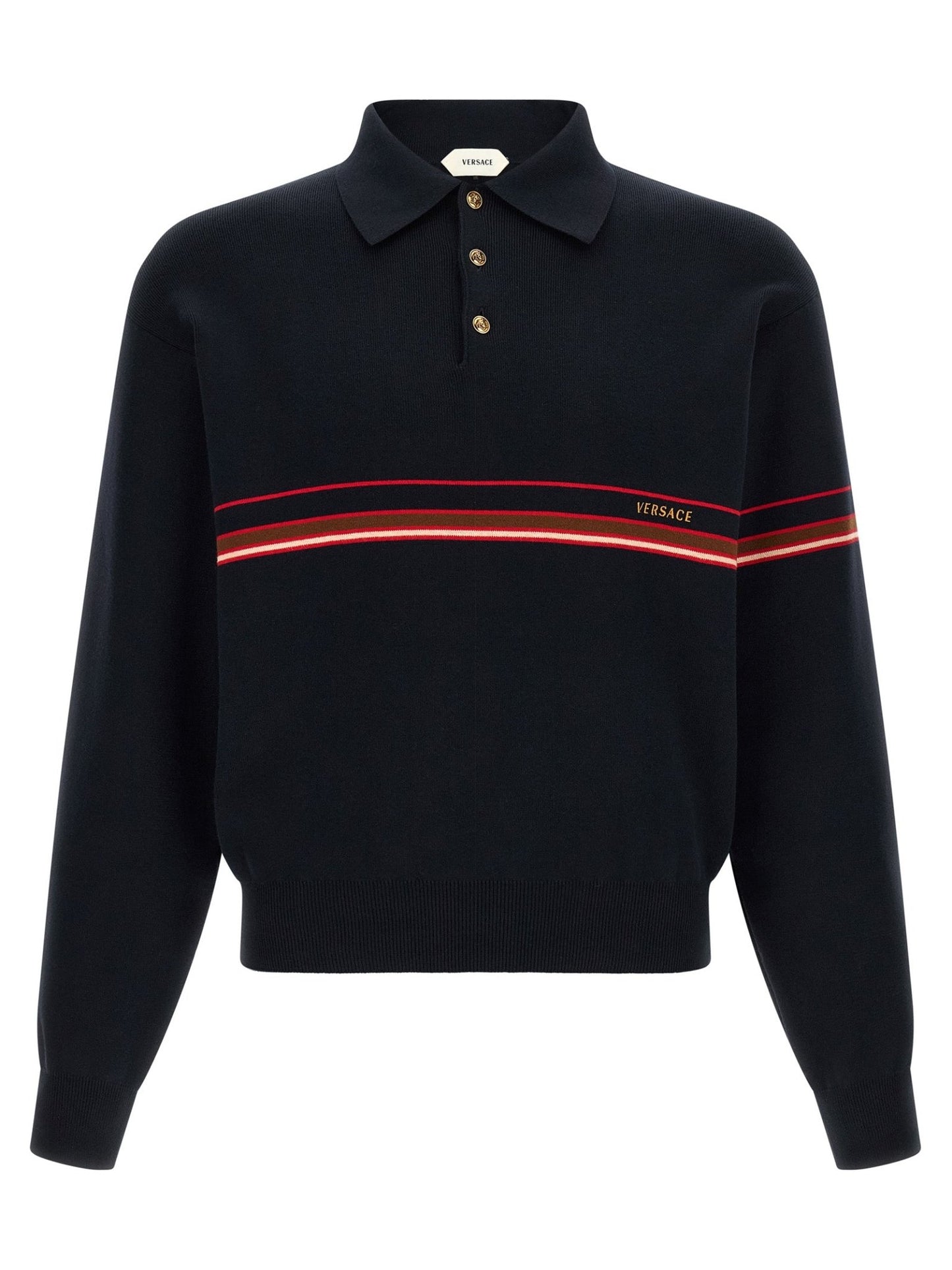 Versace Blue Cotton Polo Shirt - HBPS Beauty & Fashion