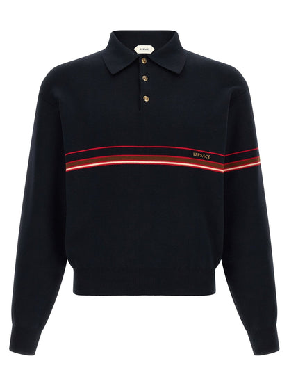 Versace Blue Cotton Polo Shirt - HBPS Beauty & Fashion