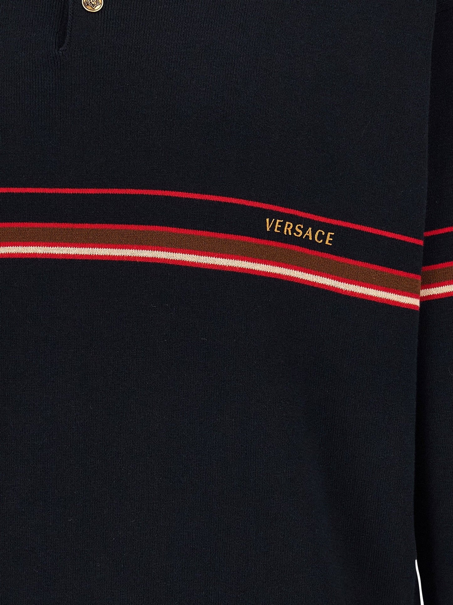 Versace Blue Cotton Polo Shirt - HBPS Beauty & Fashion