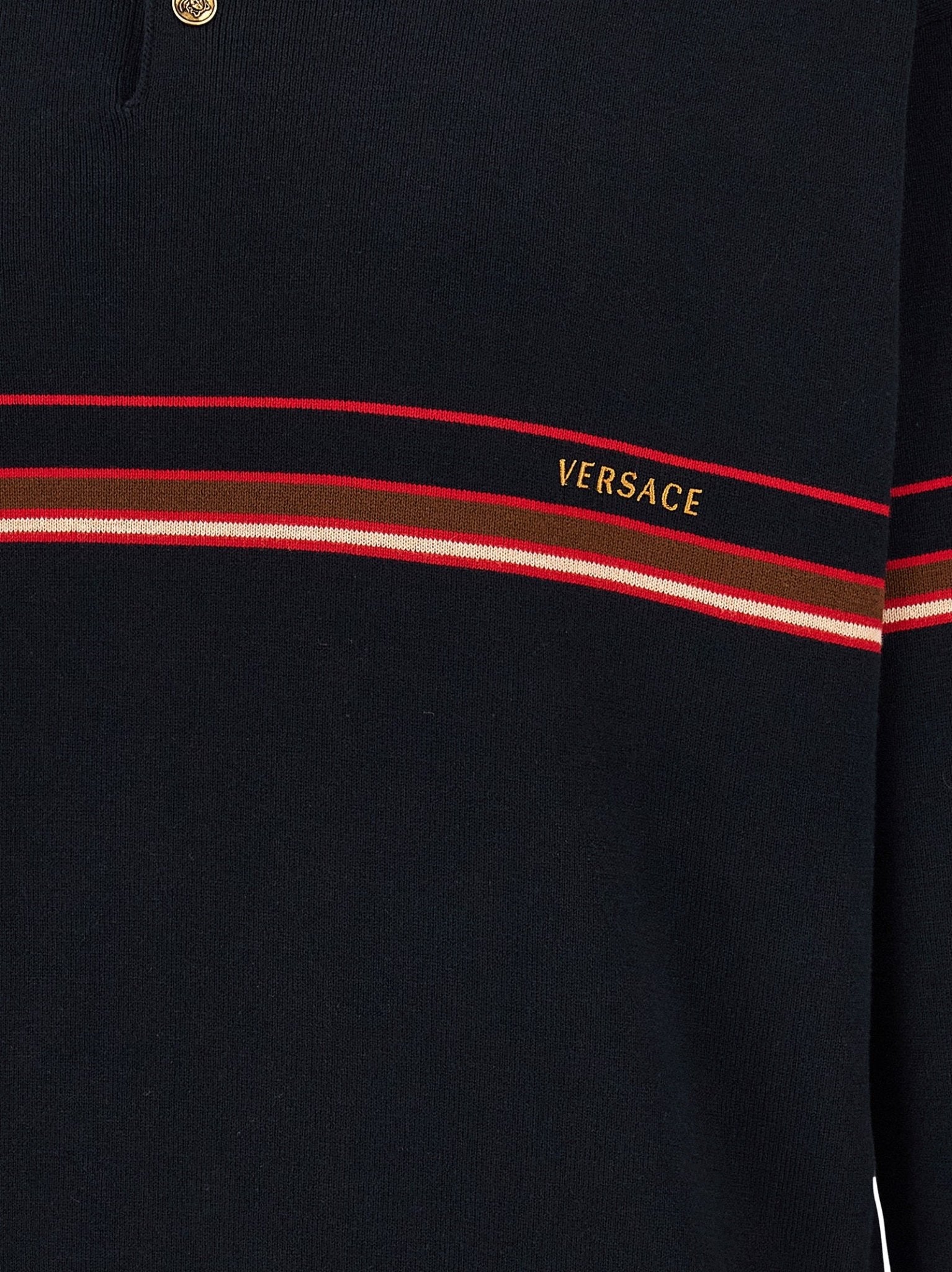 Versace Blue Cotton Polo Shirt - HBPS Beauty & Fashion