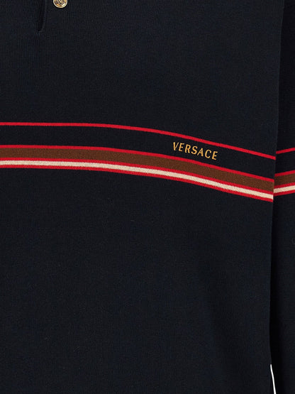 Versace Blue Cotton Polo Shirt - HBPS Beauty & Fashion