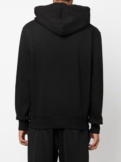 Versace Jeans Black Cotton Logo Details Hooded Sweatshirt - HBPS Beauty & Fashion