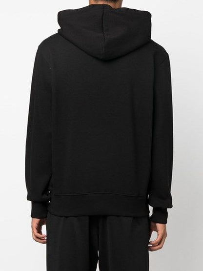 Versace Jeans Black Cotton Logo Details Hooded Sweatshirt - HBPS Beauty & Fashion