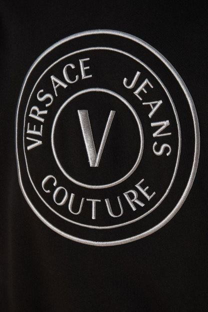 Versace Jeans Black Cotton Logo Details Hooded Sweatshirt - HBPS Beauty & Fashion