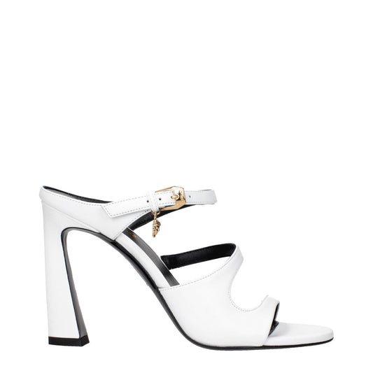 Versace White Leather Stiletto Heel Sandals - HBPS Beauty & Fashion